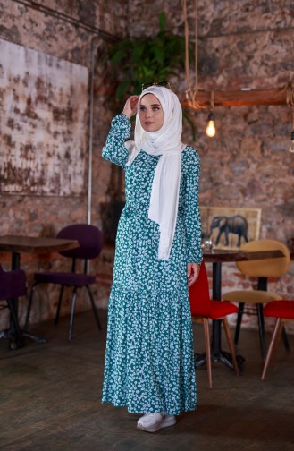 Green Hijab Dress 3867-02