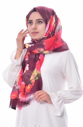Patterned Netting Shawl 901341-05   Claret Red Red 05