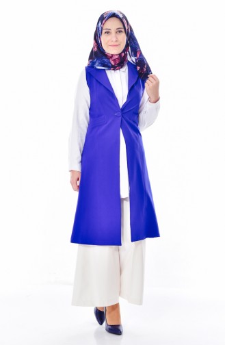Gilet a Boutons Détail Poches 70110-02 Bleu Roi 70110-02