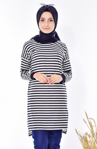Kapüşonlu Spor Tunik 41152-01 Siyah Ekru