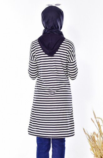Kapüşonlu Spor Tunik 41152-01 Siyah Ekru