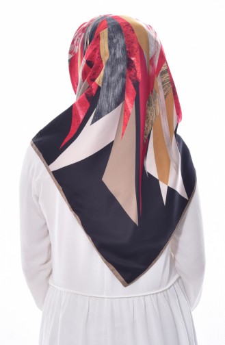 Karaca Desenli Eşarp 90501-04 Vizon Siyah