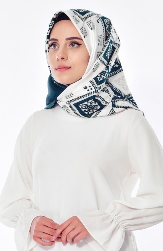 Desenli Eşarp 901349-07 Zümrüt Yeşili Taş