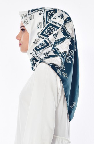 Desenli Eşarp 901349-07 Zümrüt Yeşili Taş