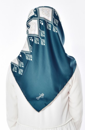 Desenli Eşarp 901349-07 Zümrüt Yeşili Taş