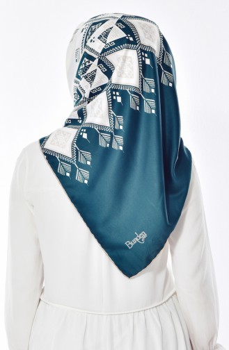 Desenli Eşarp 901349-07 Zümrüt Yeşili Taş