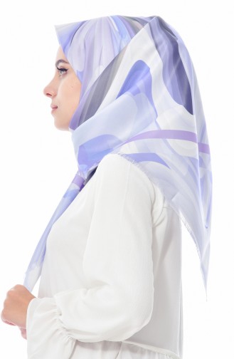 Dijital Baskılı Tafta Eşarp 95201-02 Bebe Mavisi