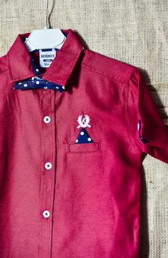 Chemise Enfant avec Noeud Papillon 1001-08 Bordeaux 1001-08