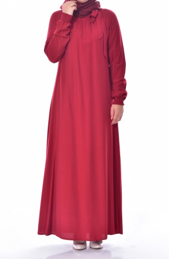 فستان بتصميم اكمام مطاط 3002-03 لون خمري 3002-03