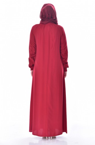 فستان بتصميم اكمام مطاط 3002-03 لون خمري 3002-03