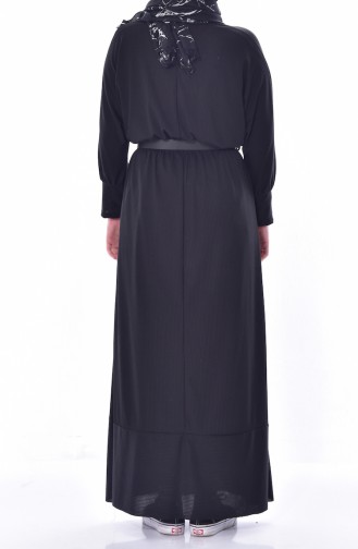 Yarasa Kol Kemerli Elbise 0152-05 Siyah 0152-05