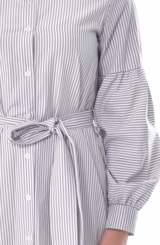 Striped Belted Tunic 20740-02 Gray 20740-02
