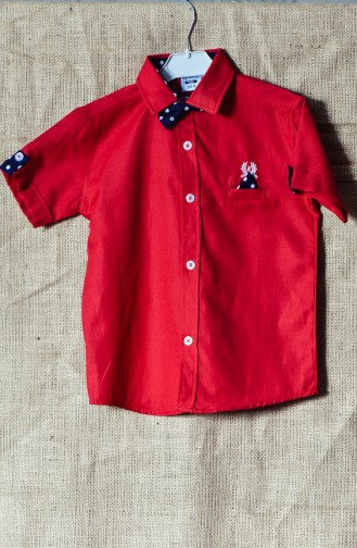 Papyonlu Çocuk Gömlek 1001-01 Kırmızı