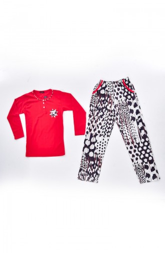 Embroidered Pajamas Suit 0520-04 Red 0520-04