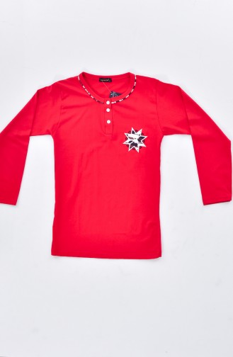 Embroidered Pajamas Suit 0520-04 Red 0520-04