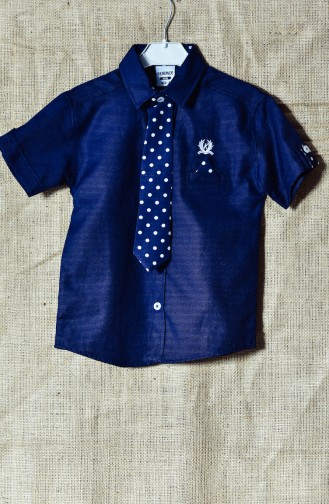 Chemise Enfant Cravate 1002-01 Bleu Marine 1002-01