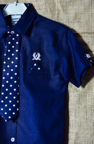 Chemise Enfant Cravate 1002-01 Bleu Marine 1002-01