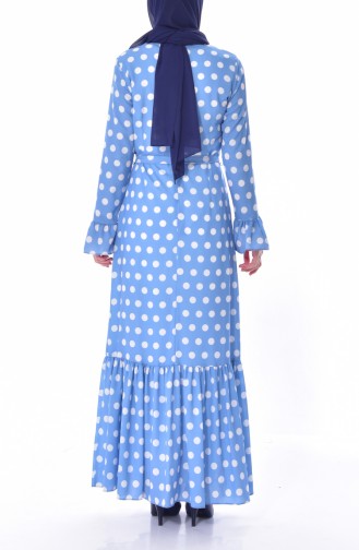 Polka-dot Belted Dress 60644-02 Blue 60644-02