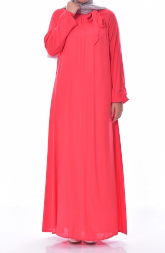 Sleeve Elastic Dress 3002-01 Coral 3002-01