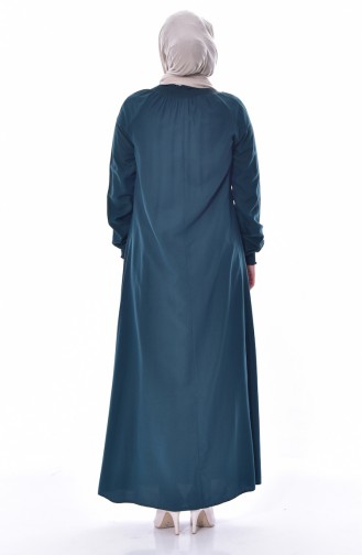 فستان بتصميم اكمام مطاط 3002-07 لون بترولي 3002-07