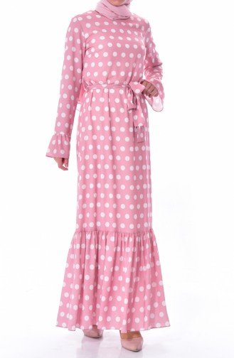 Polka-dot Belted Dress 60644-03 Powder 60644-03