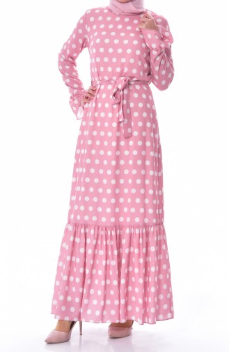 Polka-dot Belted Dress 60644-03 Powder 60644-03