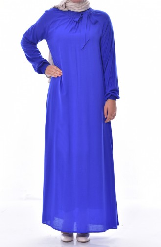 فستان بتصميم اكمام مطاط 3002-04 لون ازرق 3002-04