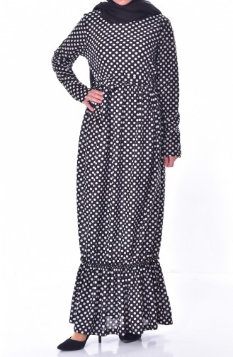 Polka Dot Belted Dress 3900-01 Black 3900-01