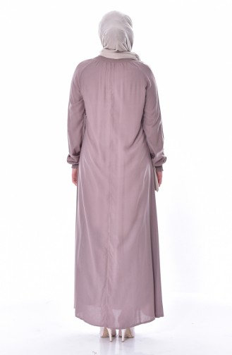 فستان بتصميم اكمام مطاط 3002-05 لون بني مائل للرملادي 3002-05