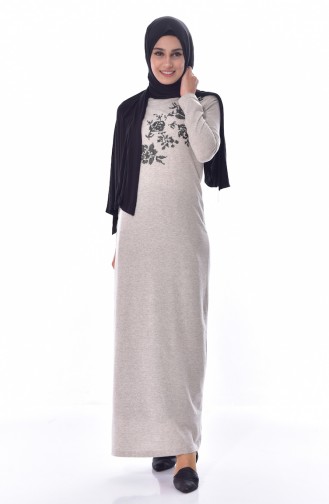 Beige Hijab Dress 2876-12