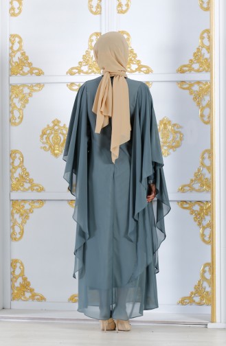 Green Almond Hijab Evening Dress 99089A-07