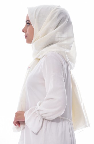 Kot Görünümlü Pamuk Şal 901340-03A Ekru