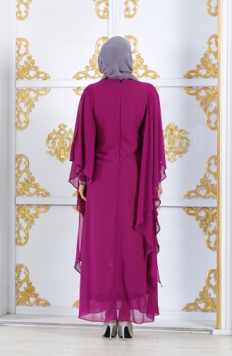 Dark Plum Hijab Evening Dress 99089A-05