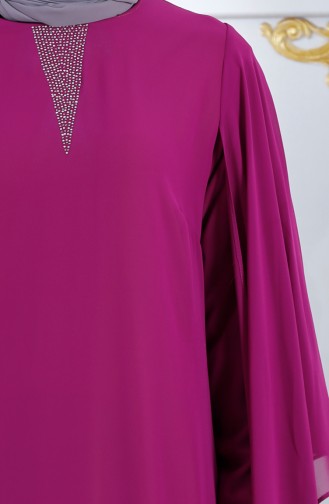 Dark Plum Hijab Evening Dress 99089A-05