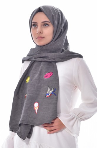 Kot Görünümlü Pamuk Şal 901340-02 Siyah