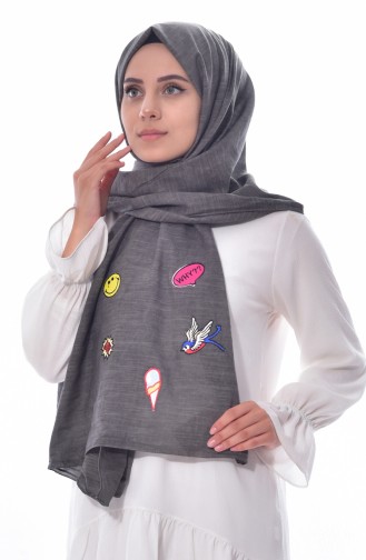 Kot Görünümlü Pamuk Şal 901340-02 Siyah