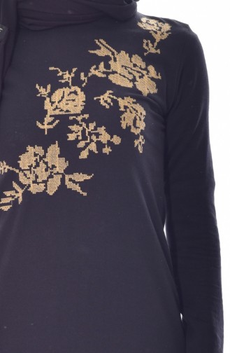TUBANUR Embroidered Cotton Dress 2876A-01 Black 2876A-01