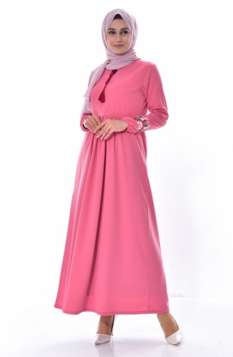 Gelblichrosa Hijab Kleider 0442-21