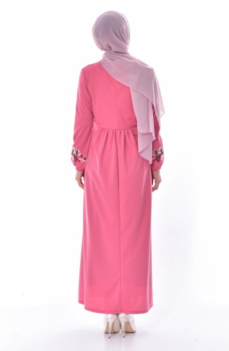 Sleeve Embroidered Dress 0442-21 Light Orange pink 0442-21