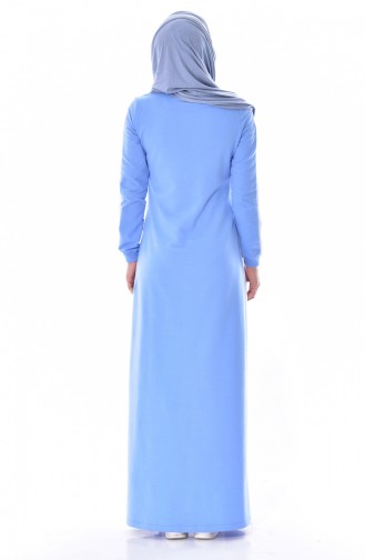 Garni Detaylı Elbise 1953-01 Bebe Mavisi