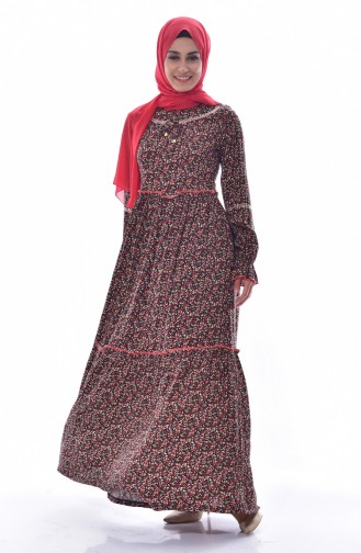 Claret Red Hijab Dress 1869-10