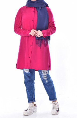 Hidden Button Tunic 153966-03 Fuchsia 153966-03