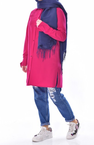 Hidden Button Tunic 153966-03 Fuchsia 153966-03