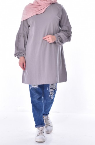 Blouse Manches Ballon Tissu Naturel 6400-02 Gris 6400-02