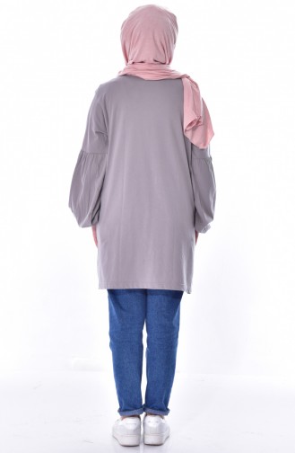 Blouse Manches Ballon Tissu Naturel 6400-02 Gris 6400-02