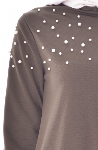 Abaya mit Perlen 2025-04 Khaki 2025-04