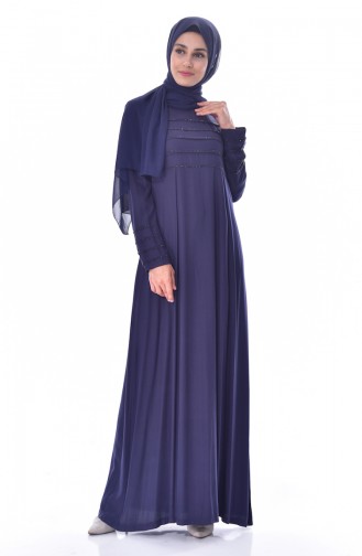 Navy Blue Hijab Dress 1722-01