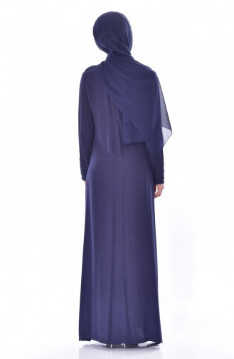 Navy Blue Hijab Dress 1722-01