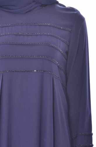 Taş Detaylı Elbise 1722-01 Lacivert