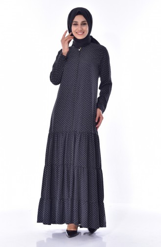 Puantiye Detaylı Ferace 1920-01 Siyah